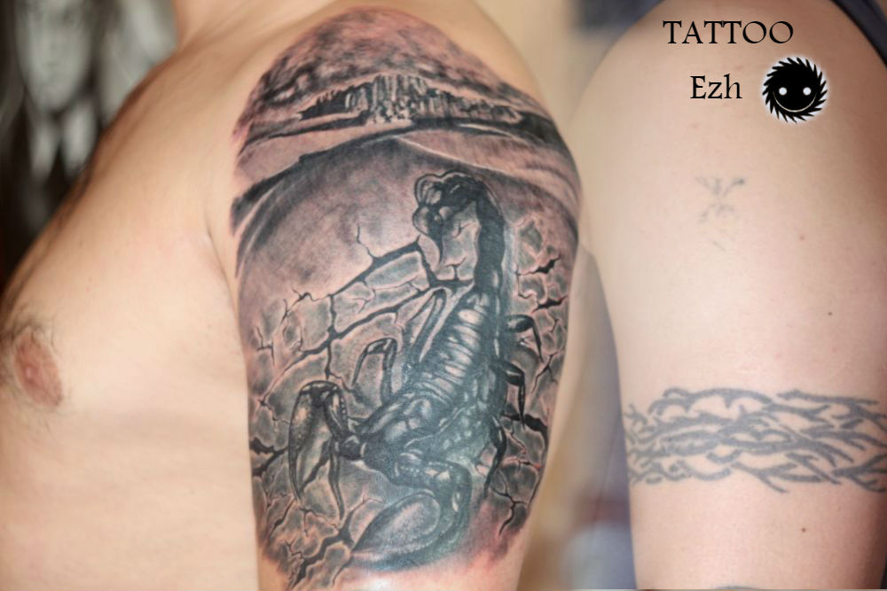 Cover up tattoo. Перекрытие неудачной татуировки